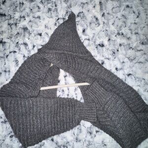 Zara Dark Gray Ribbed Turtleneck Sweater